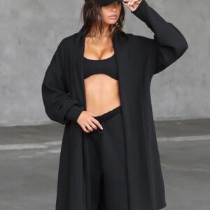 Joah Brown Oversized Cardigan Black French Terry One Size Fits Most